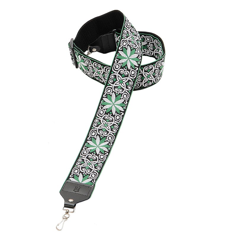 Levy's Leathers 2" Hootenanny Jacquard Weave Banjo Strap with Tri-Glide Height Adjustment; Green (M10HT-11)